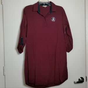 UGApparel (Size M) Burgundy Button Collar Roll Tab Pocket Seminole Logo Dress